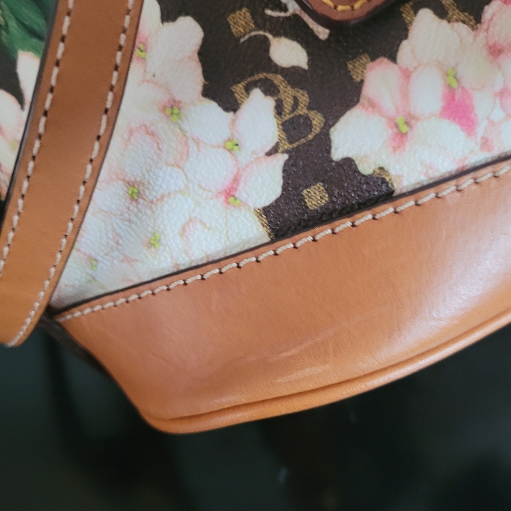 Dooney & Bourke Hydrangea Monogram Bitsy Zip Zip Dome Satchel - Picture 6 of 16
